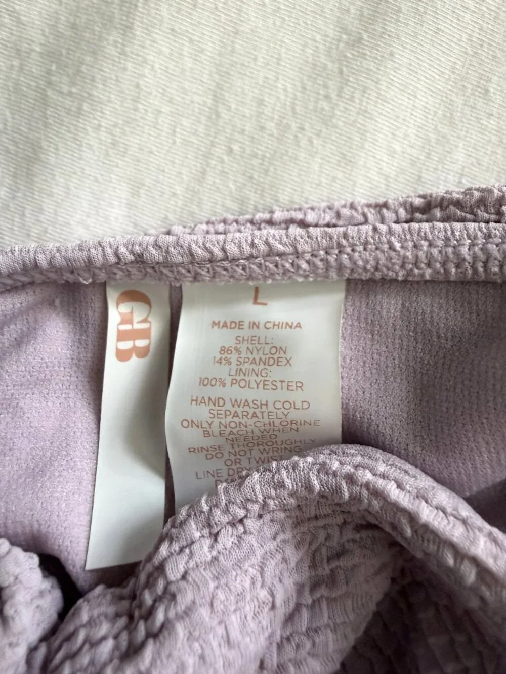 GB Dusty Lavender Textured High-Waist Bikini Set Size L